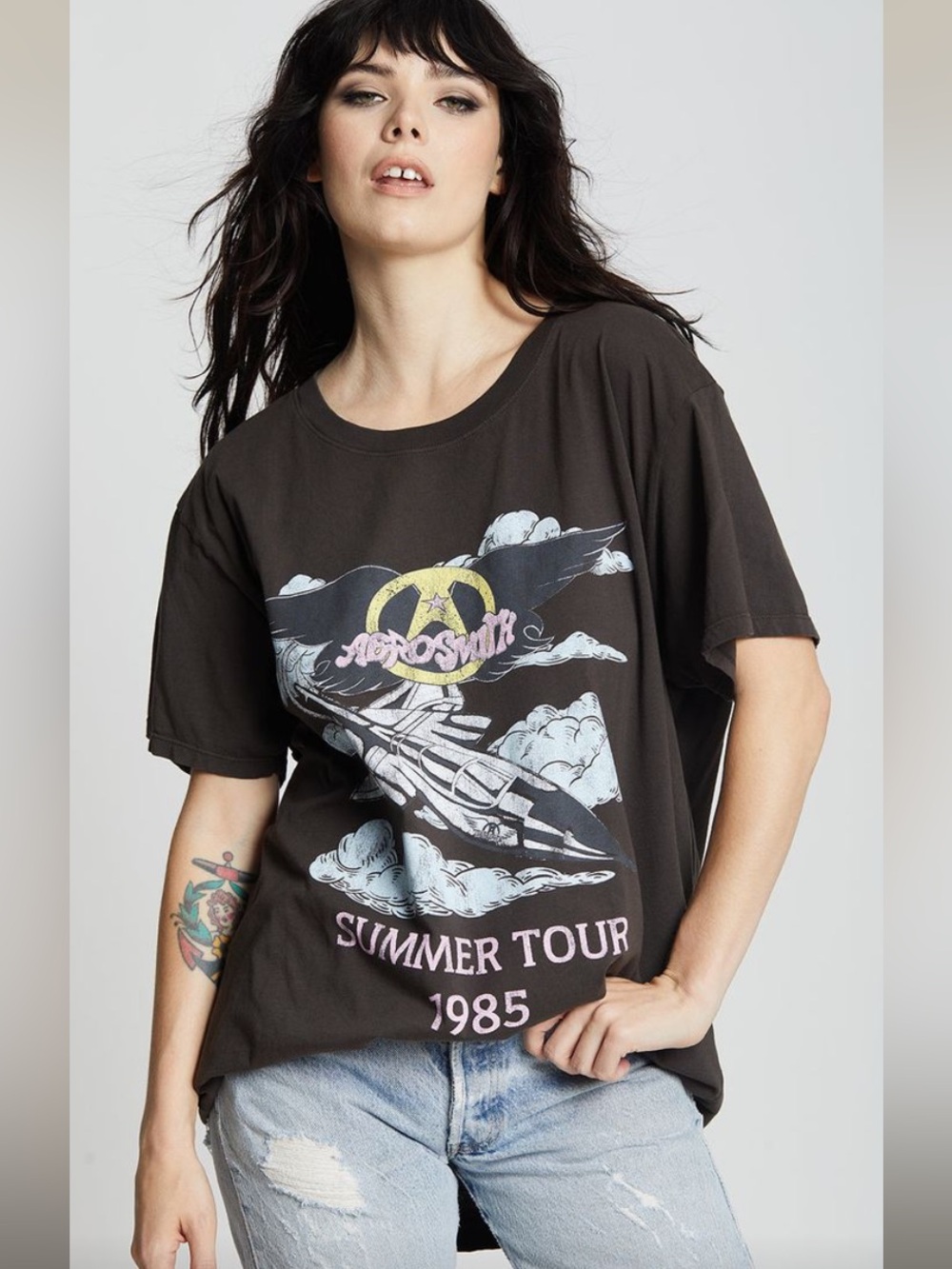 Aerosmith 1985 Summer tour band oversized graphic T-shirt